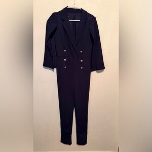 Elegant Navy Blue Jumpsuit with Button Detail